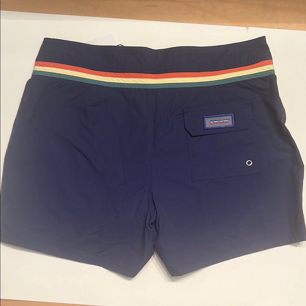 Blue and Red Swim Trunks with Drawstring Closure - Picture 4 of 8